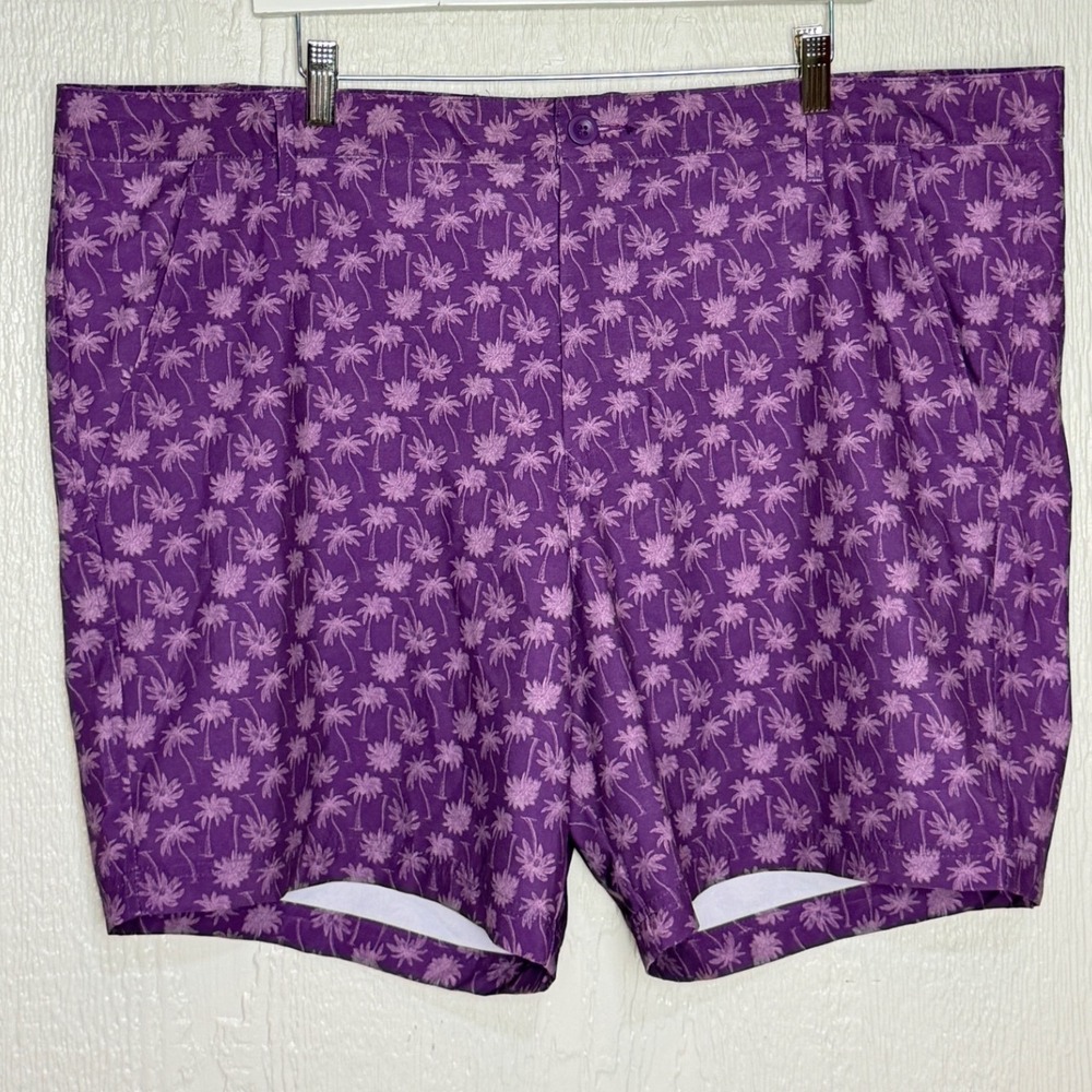 All In Motion Mens Purple Palm Tree Tropical Active Golf Shorts 2XL Gorgeous